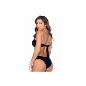 Bikini Bandeau Noir avec Anneau Central 